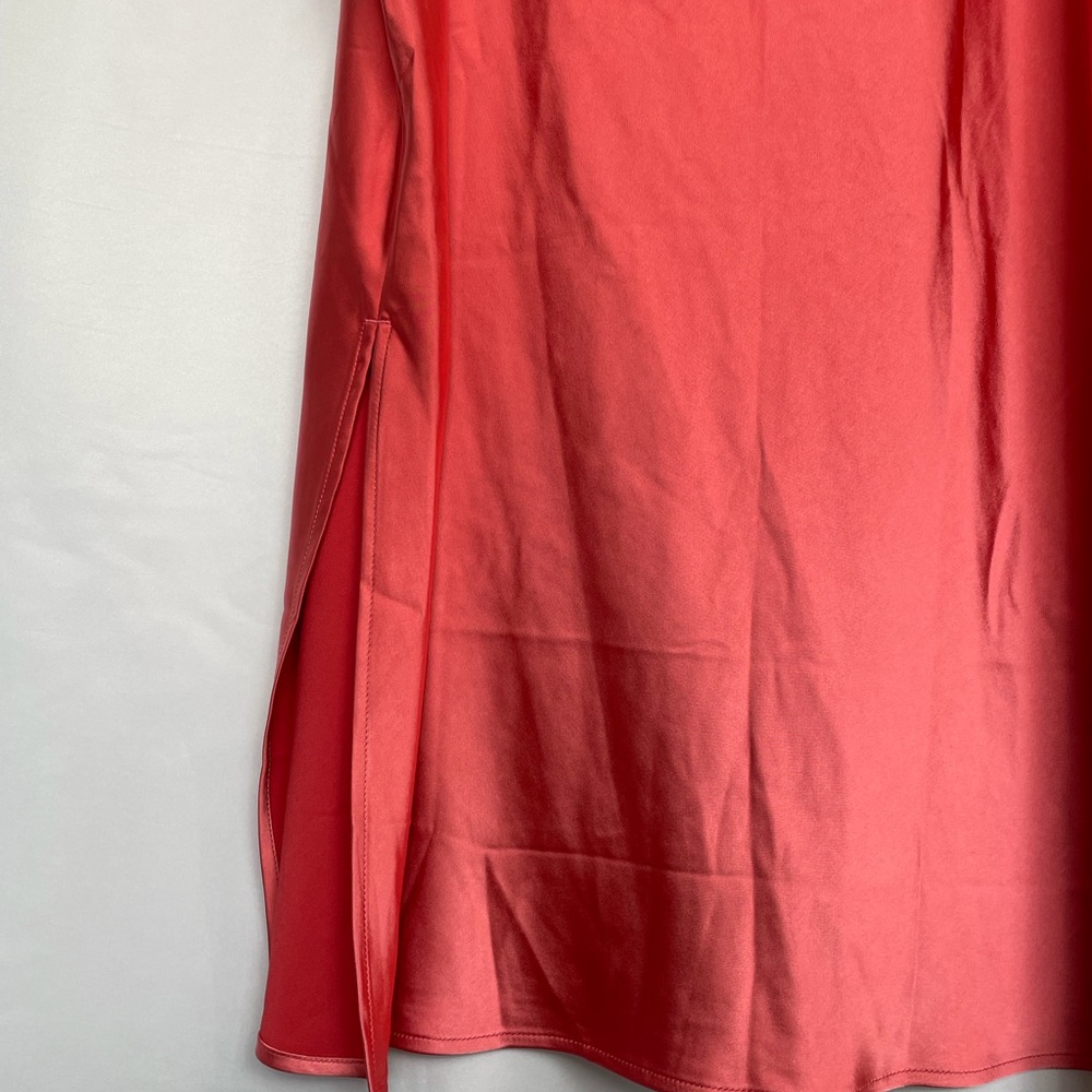 NWT Romantic Clean Girl 90s Minimalist Calypso Coral Satin Midi Slip Skirt XXL - Picture 4 of 9